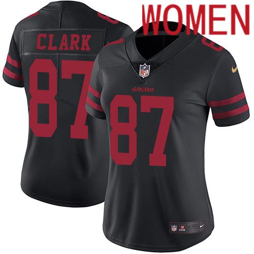Women San Francisco 49ers #87 Dwight Clark Nike Black Vapor Limited NFL Jersey->women nfl jersey->Women Jersey